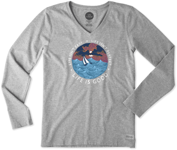 Women's Life Isn't Easy Long Sleeve Crusher - Jake By The Lake-life Is Good Shoppe (570x570), Png Download