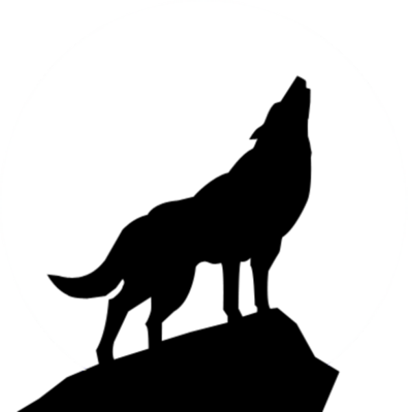 Black And White Download Clip Art Wolves Silhouette - Wolf Silhouette (599x600), Png Download