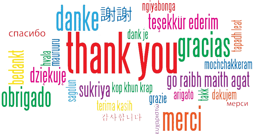 Thank You Note Png Vector Free Stock - Multi Language Thank You (948x472), Png Download