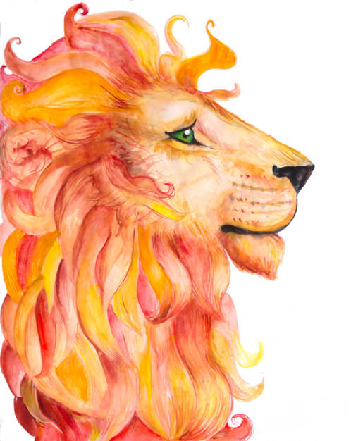 Line Lion Medium - Canvas (498x626), Png Download