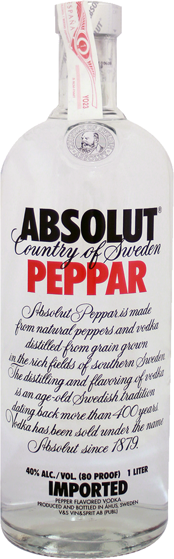 Vodka Png Image - Absolut Peppar Limited Edition 1l (353x1128), Png Download