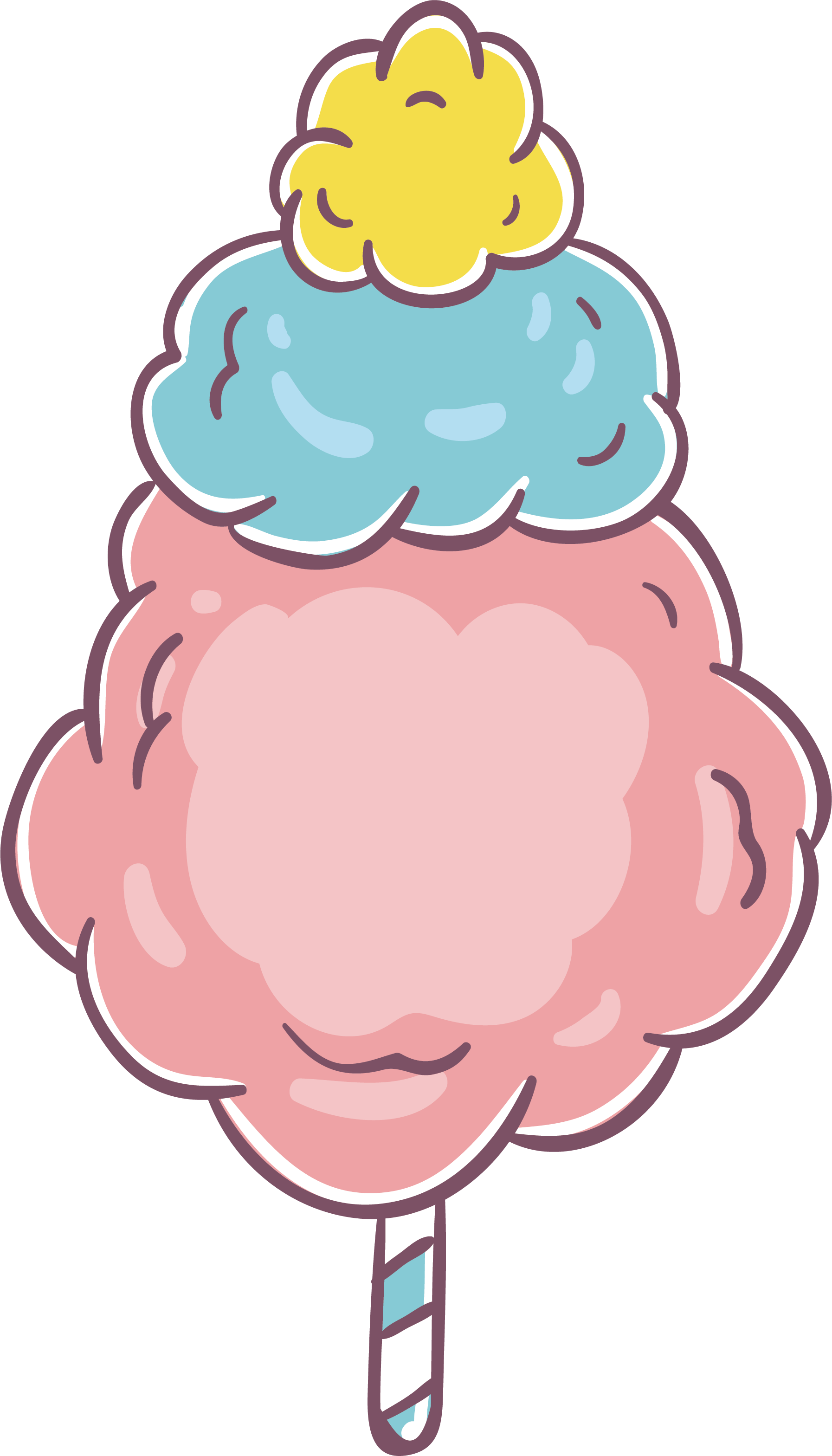 Lollipop Zefir Sugar Combination Colored Transprent - Algodon De Azucar Dibujo (1793x3137), Png Download
