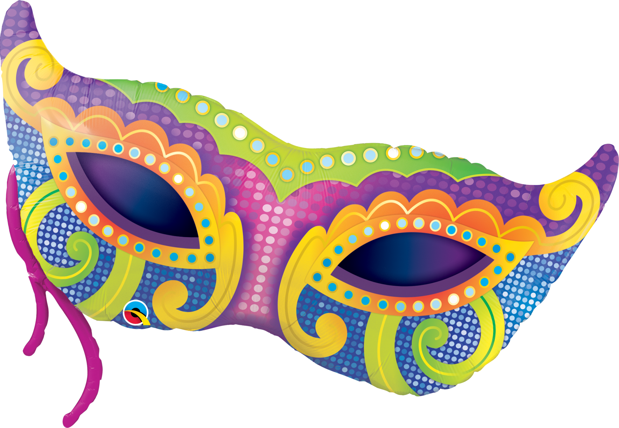 Mardi Gras Mask Png Clipart Black And White - 38" Mardi Gras Mask Balloon - Mylar Balloons Foil (2048x1418), Png Download