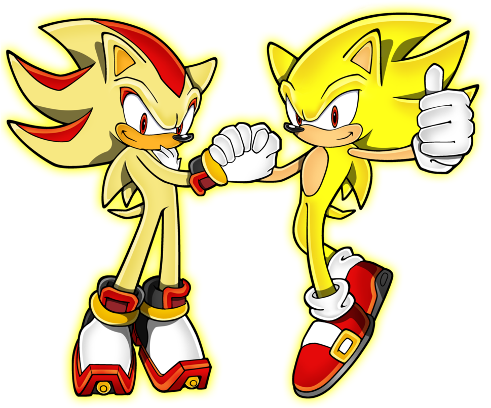 Ese Si Es Un Equipo Sonic The Hedgehog Drawing - Super Sonic E Super Shadow (981x814), Png Download