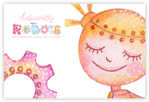 Creative Market - Cute Robot (600x421), Png Download