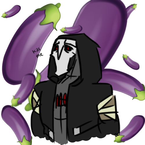 Reaper Overwatch Xdeewolfxart Eggplant Emoji My Art - Cartoon (500x500), Png Download