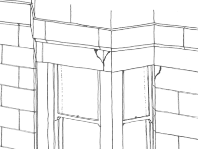 Bay And Oriel Window Cracksjohn Gilbertnote Cracks - Sketch (406x305), Png Download