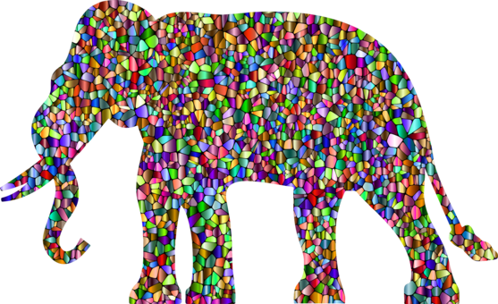 Elephants Modern Art Computer Icons Painting - Elephant Silhouette No Background (557x340), Png Download