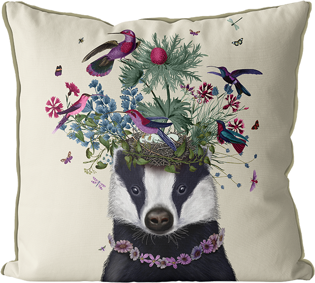 /img/sku200188 - Fabfunky Home Decor Woodland Badger Decorative Cushion (800x800), Png Download