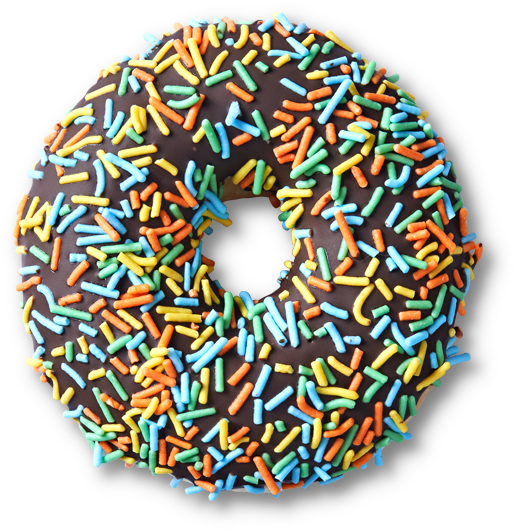 Chocolate Iced Glazed With Sprinkles - Doughnut (550x550), Png Download