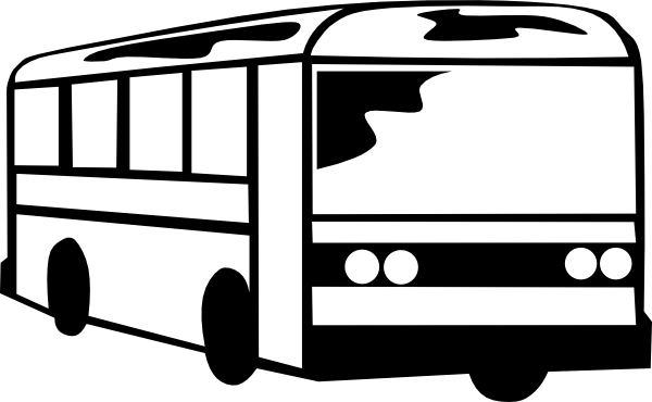 Bus Clip Art At Clker - Bus Clipart Black And White (600x370), Png Download