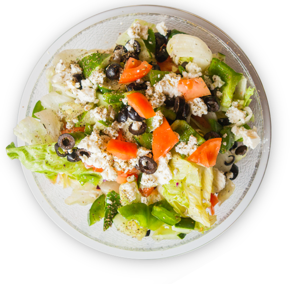 Salad - Cheese Salad Top View Png (576x563), Png Download