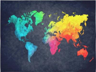 World Map Cotton Linen Wall Tapestry - World Map (500x500), Png Download