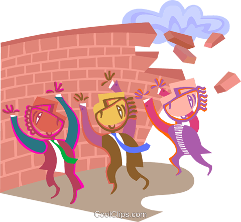 Holding Up A Brick Wall Royalty Free Vector Clip Art - Cartoon Holding Up A Wall (480x441), Png Download