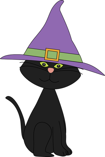 Graveyard Clipart Cute Halloween Cat - Clipart Halloween Black Cat (334x500), Png Download