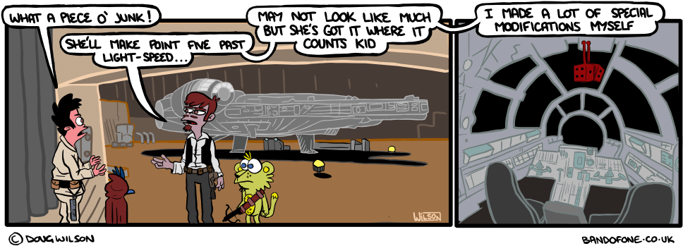 Millennium Falcon - Cartoon (1000x370), Png Download