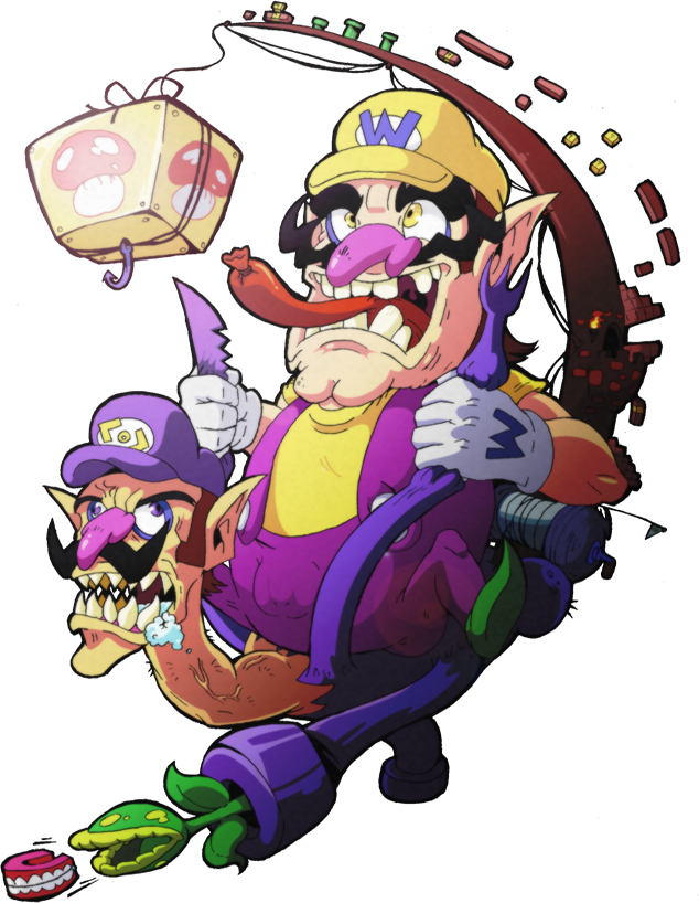 Wario And Waluigi Art (634x818), Png Download