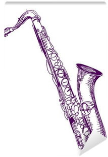 Hand Drawn Classical Alto Saxophone Wall Mural • Pixers® - Saxofon Contralto (400x400), Png Download