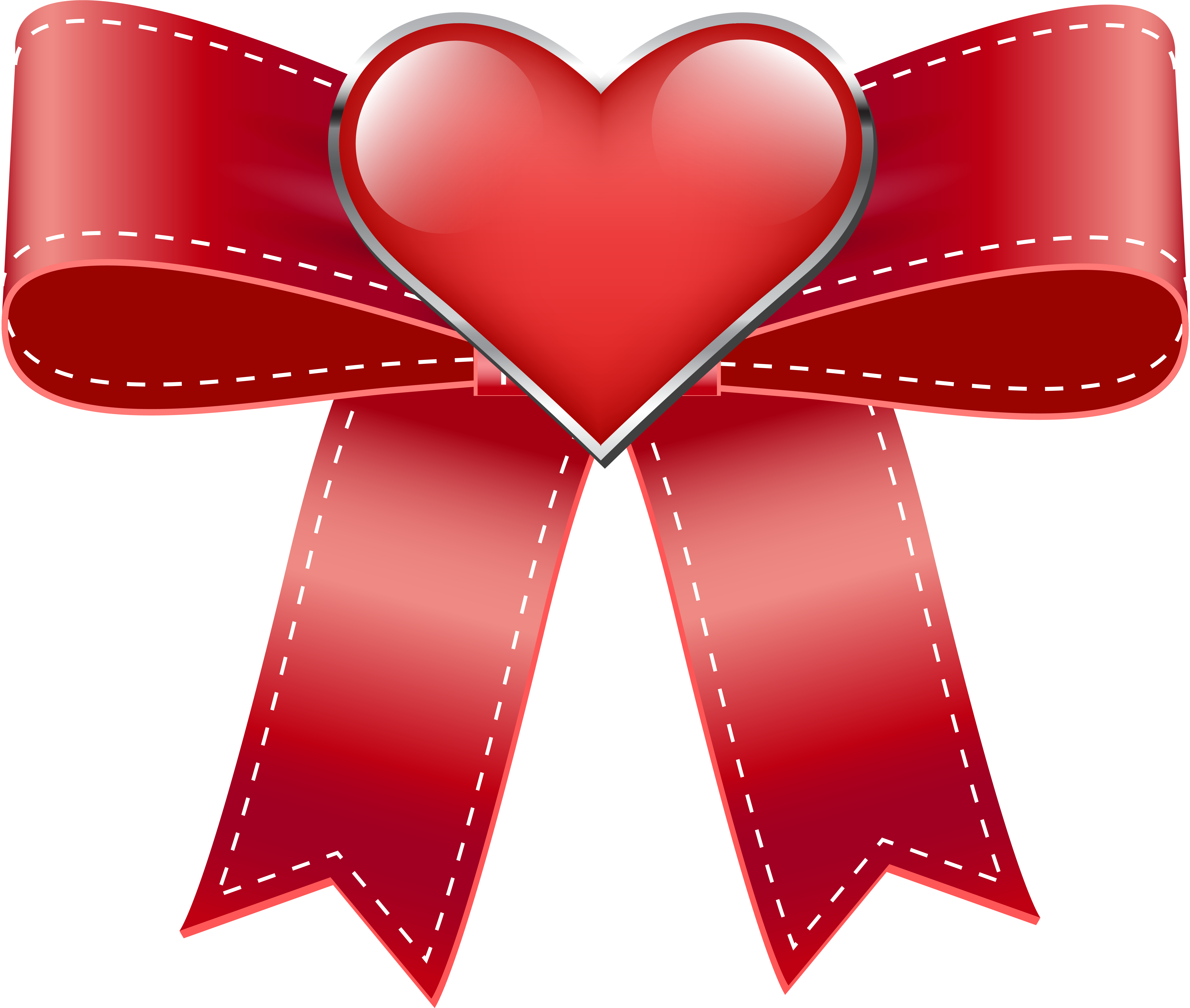 Red Bow With Heart Transparent Png Clip Art Image - 2 Years Icon (6188x5240), Png Download