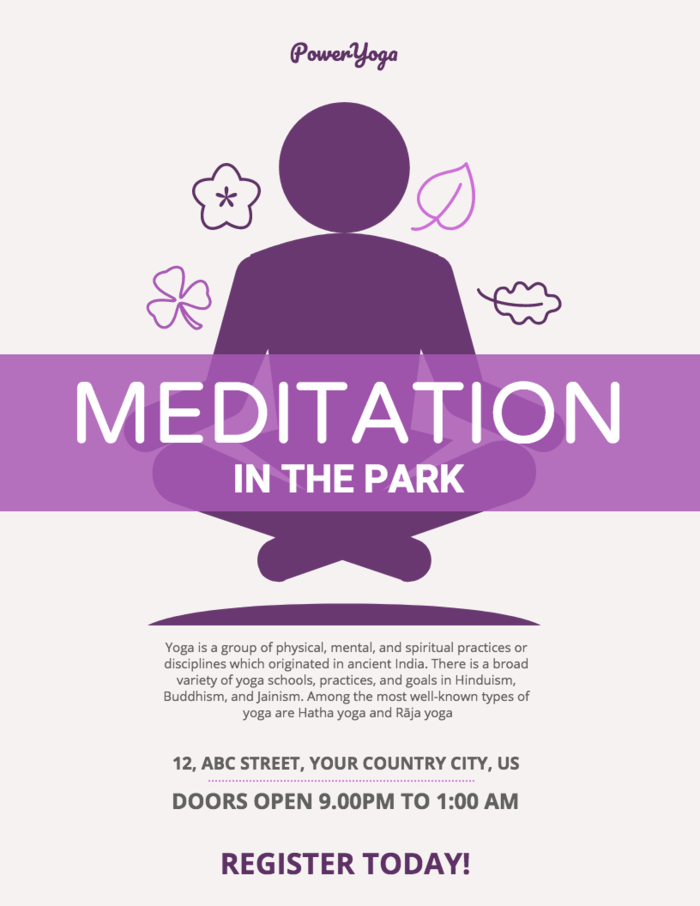 Meditation Event Poster Template Promote Your Meditation - Event Poster Font (700x906), Png Download