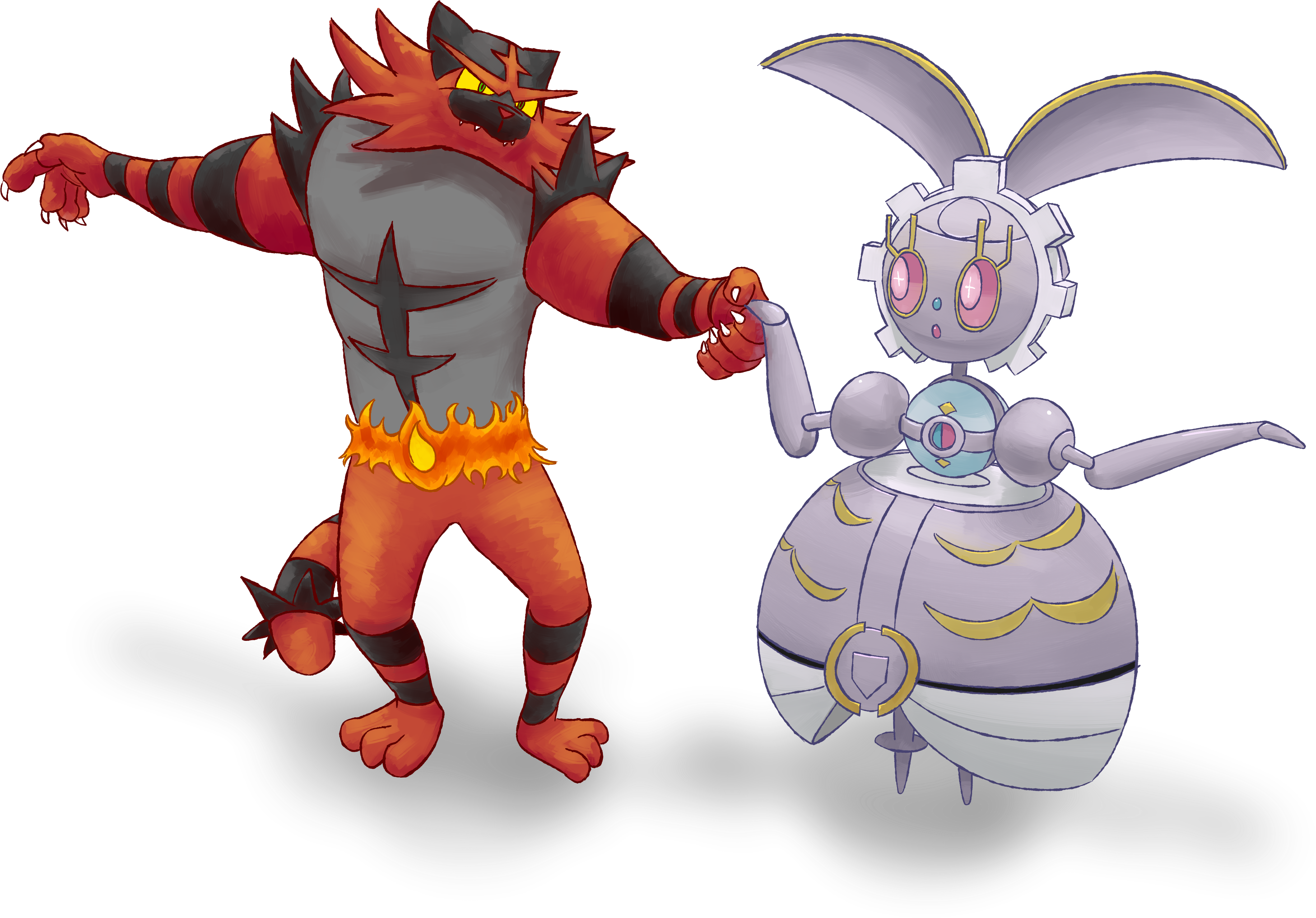 Beauty And The Beast - Incineroar (3820x2689), Png Download