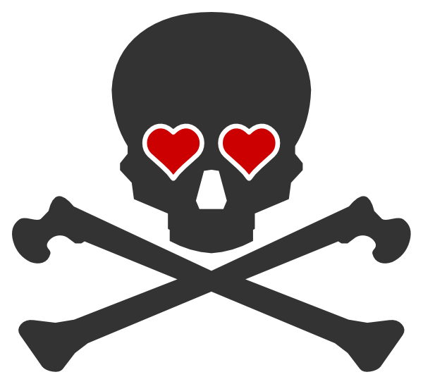 Skull And Crossbones Heart (600x545), Png Download