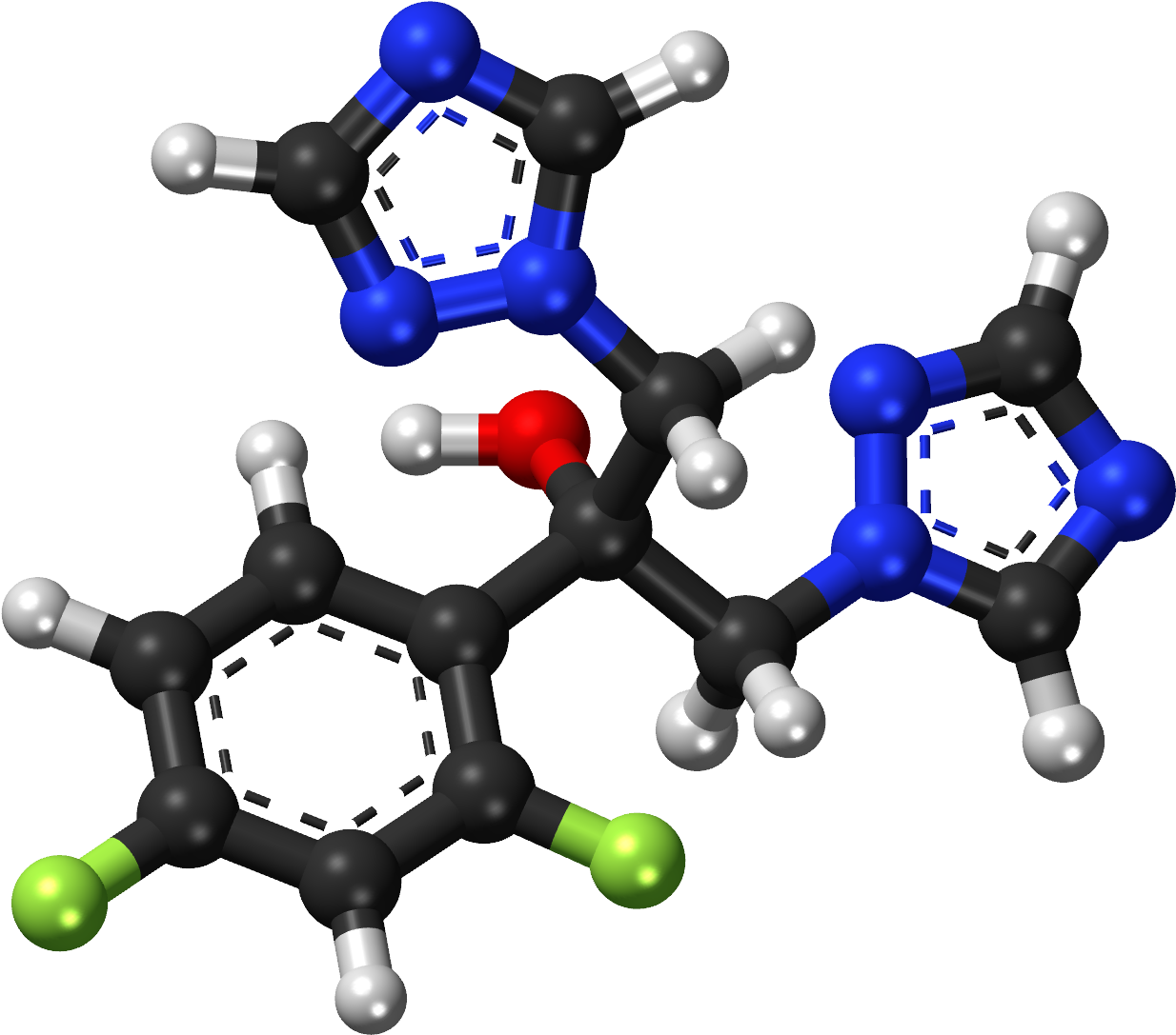 Fluconazole Ball And Stick Model - Methyl Violet 6b (1309x1162), Png Download