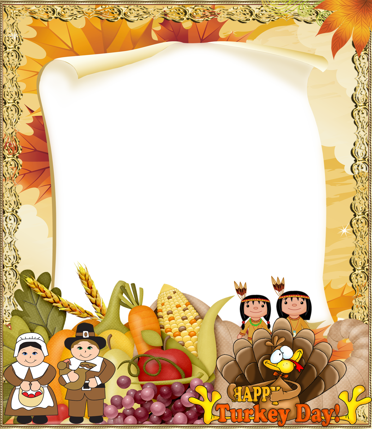 Thanksgiving Png Photo Frame - Thanksgiving Frames And Borders (1200x1384), Png Download