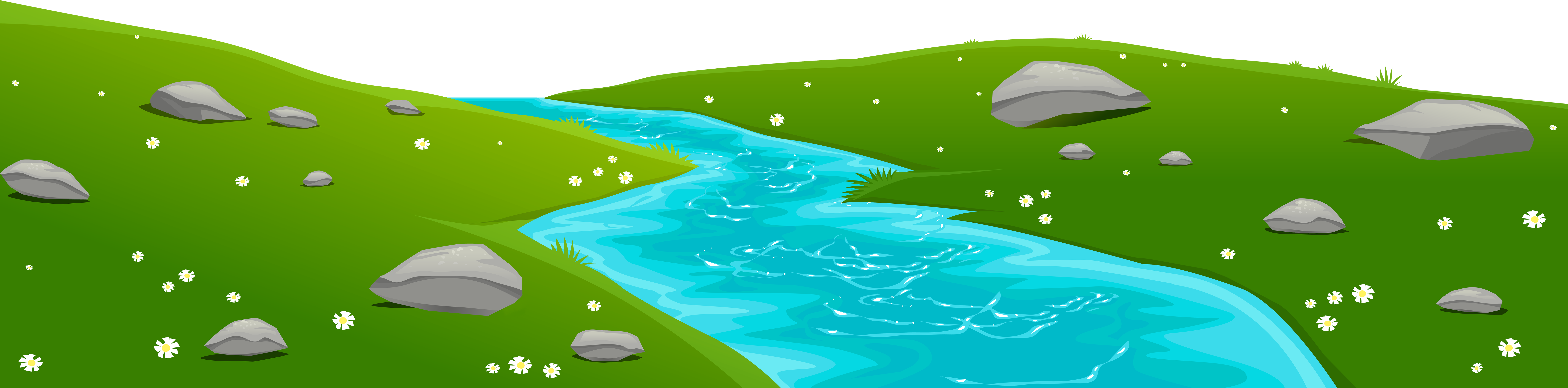 Jpg Library Library Drawing Nature Creek - Rivers Clipart (8000x2211), Png Download