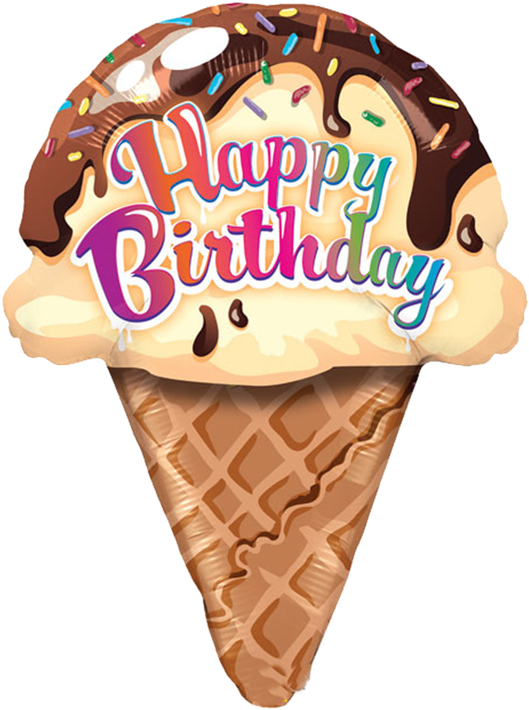 Happy Birthday Ice Cream (563x719), Png Download