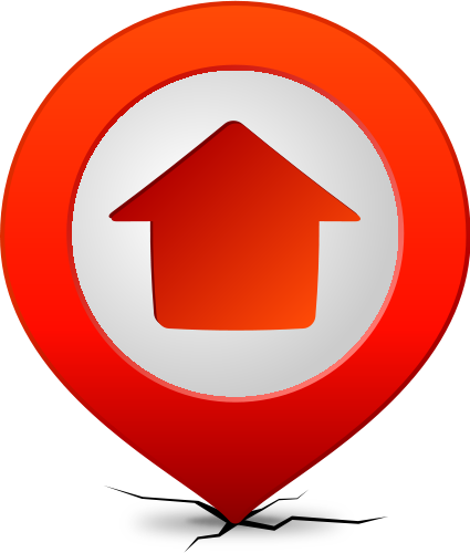 Location Map Pin Home Red - Home Location Icon Png (425x500), Png Download