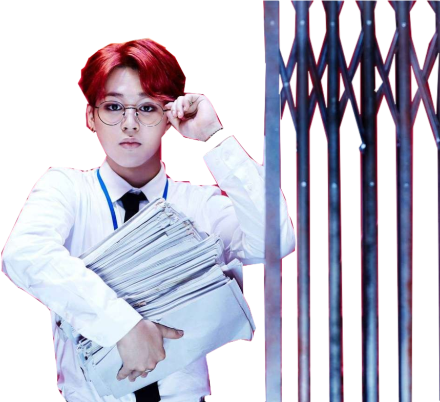 Jimin Dope Era Clipart Jimin Dope Bts - Jimin Red Hair Glasses (900x784), Png Download