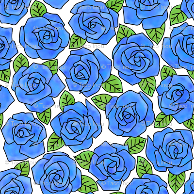 Dense Rose Watercolor Blue - Garden Roses (400x400), Png Download