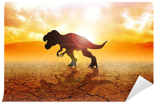 Silhouette Of A Tyrannosaurus Rex On Arid Land Wall - Tyrannosaurus (400x400), Png Download