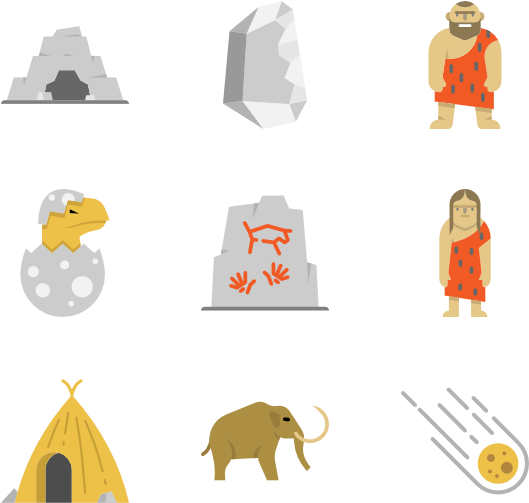 Prehistoric Age Collection - Prehistoric Flat Icon (600x564), Png Download
