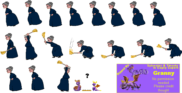 Granny - Sylvester And Tweety In Cagey Capers (703x371), Png Download