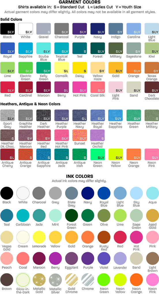 Garment & Ink Color Options - Circle (550x1033), Png Download