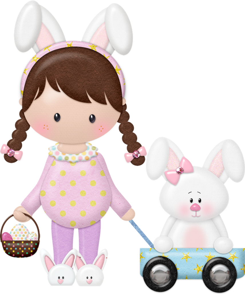 Bunnies Clipart Shabby Chic - Menina Coelhinha Png (856x1024), Png Download