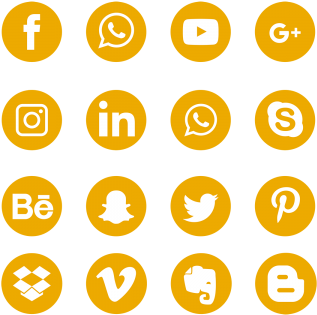 Yellow Social Media Icons Set Logo Symbol, Social, - Social Media Icons Green Color (360x360), Png Download