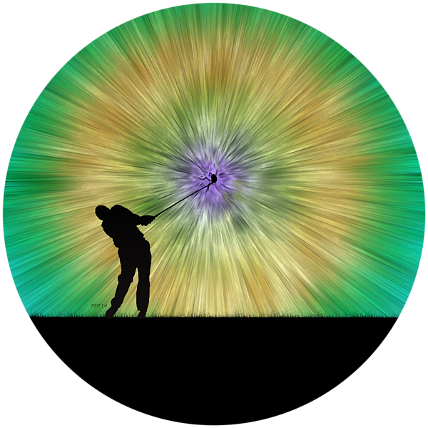Click And Drag To Re-position The Image, If Desired - Green Tie Dye Golfer Silhouette Metal Print (600x600), Png Download