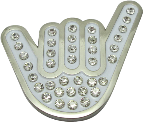 Hang Loose Shaka Sign Ball Marker & Hat Clip With Crystals - Readygolf - Hang Loose Shaka Sign Ball Marker (500x500), Png Download