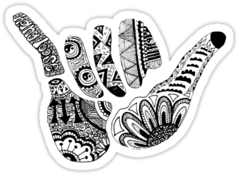 Shaka /// Hang Loose By Alexavec - Cute Black And White Stickers (375x360), Png Download