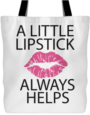 A Little Lipstick Always Helps Canvas Tote Shopping - ! Pillow Case (400x400), Png Download