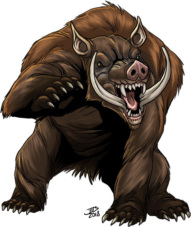 Grizzly Boar - Boar Monster (742x960), Png Download