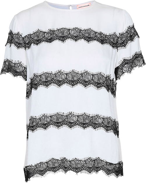 Yan Lace Trim Top - Custommade Yan 173360224 Off White (40) (600x900), Png Download