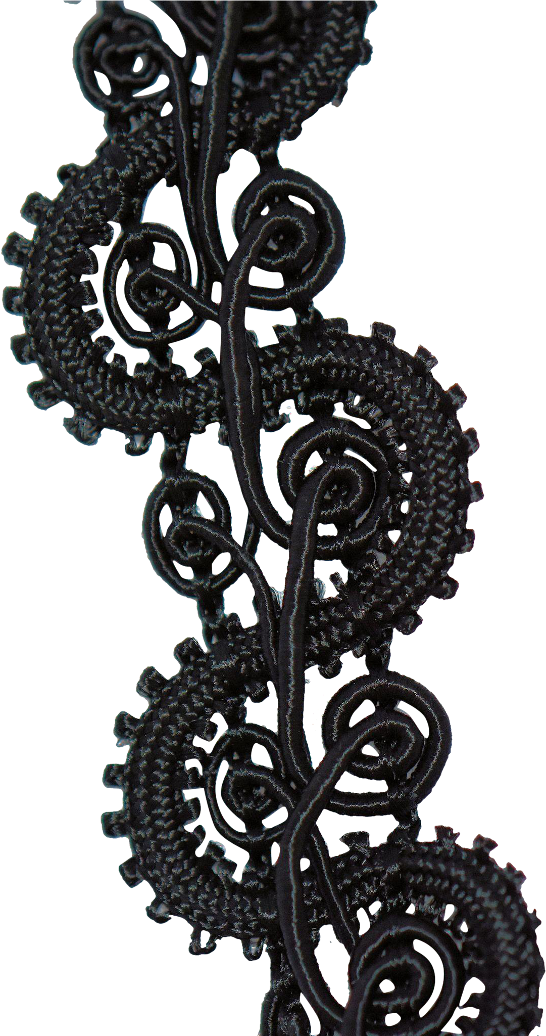 Vintage Black Lace Trim Ribbon With Lustrous Embroidered - Crochet (2048x2048), Png Download