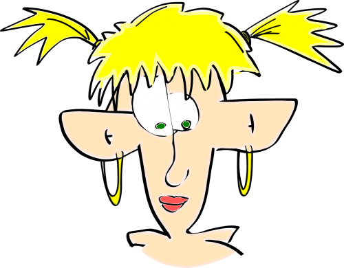 Vector - Cartoon Girl With Big Ears (500x390), Png Download