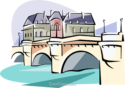 Paris Pont Neuf Bridge Over The Seine Royalty Free - Bridge In Paris Clipart (480x340), Png Download