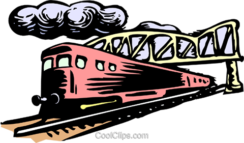 Train Passing Under Bridge - Train Passing Clip Art (480x281), Png Download