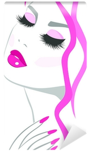 Woman With Pink Lips And Nails Beauty Icon Wall Mural - Icono De Uñas (400x400), Png Download